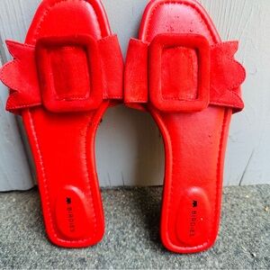 Tomato Red Birdie slides. Size 5